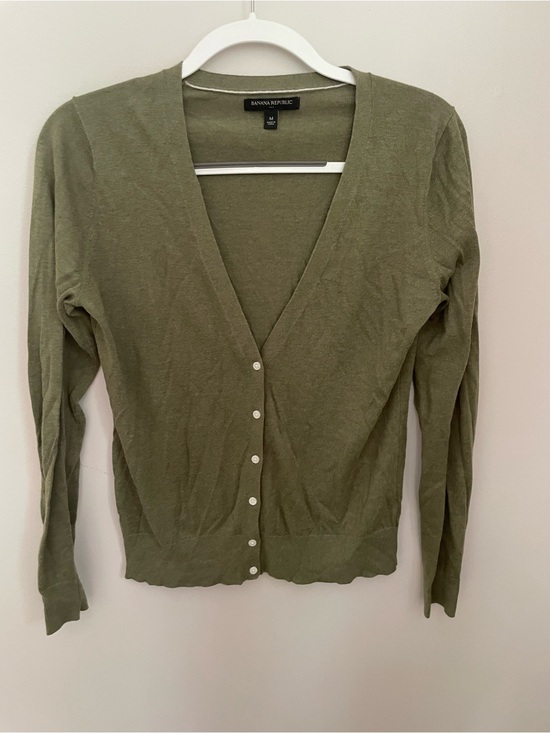 Banana Republic Sweaters - Banana Republic Olive Green Cardigan Medium Lightweight V Neck Button Sweater